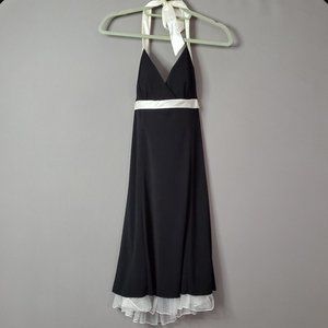 RUBY ROX BACKLESS HALTER BLACK DRESS